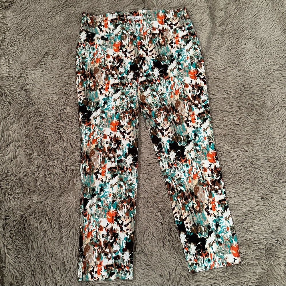Peck & Peck Multi Colored Paint Splash Patterned Pants